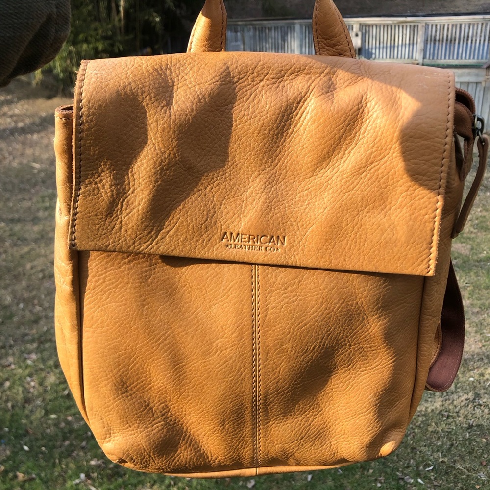 Tan Pebbled Leather Backpack